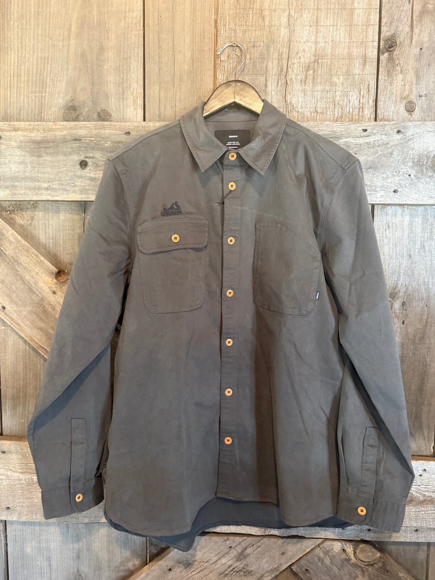 Grain Embroidered Finisterre Eddystone Stretch Shirt- Raven