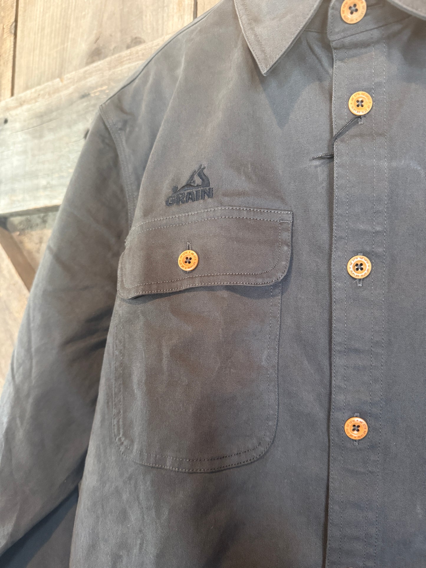 Grain Embroidered Finisterre Eddystone Stretch Shirt- Raven